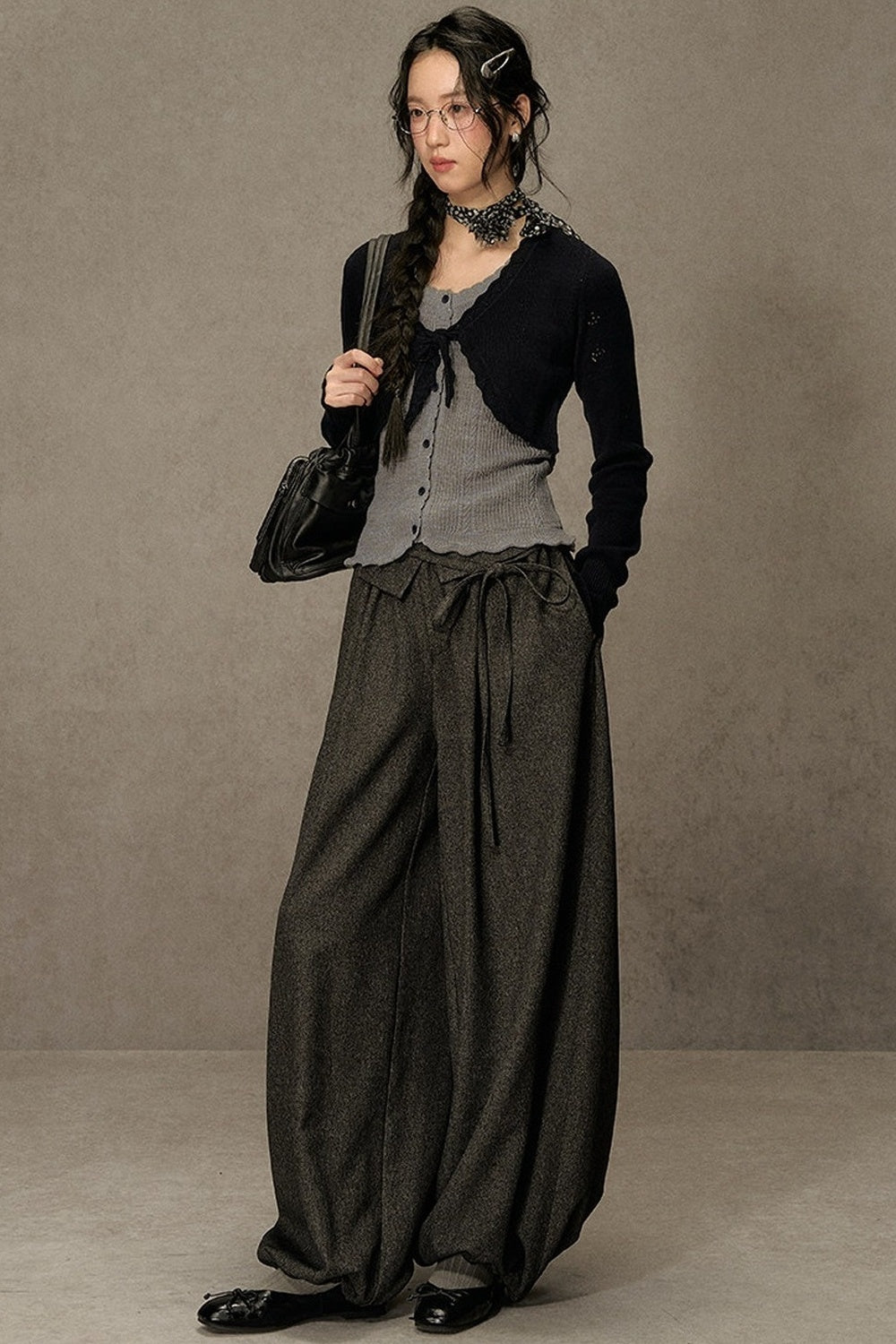 Short V-Neck Knit Cardigan