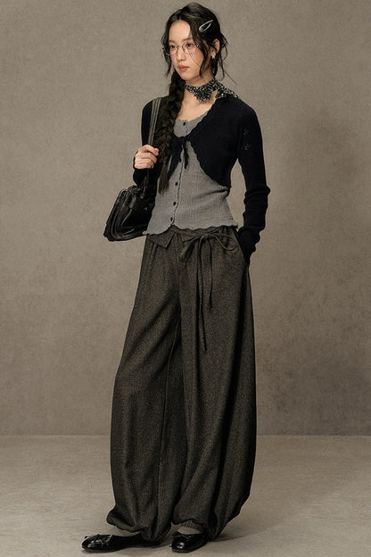 Short V-Neck Knit Cardigan
