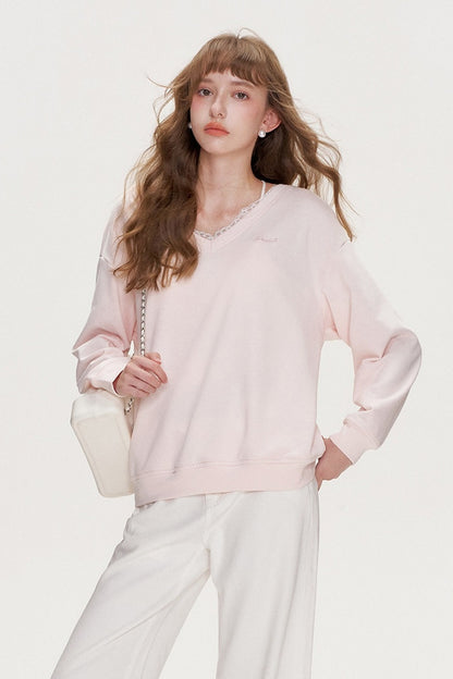 Romantic Lace Bow Sweatshirt