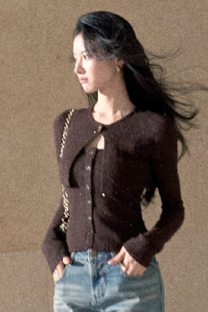 Strickjacke mit Pailletten und Camisole-Set