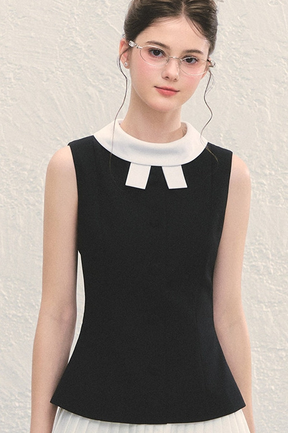 Bowknot Color-Block Sleeveless Tank Top