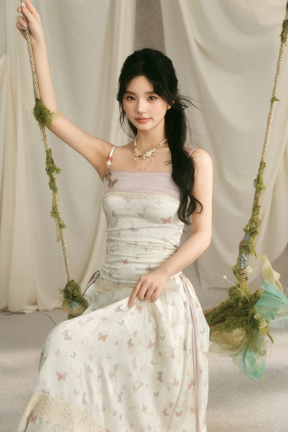 Butterfly Embroidered Cami, Mamian Skirt and Top Set-Up