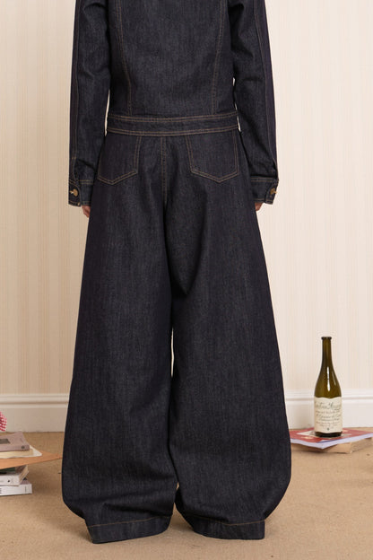 Loose Raw Denim Wide-Leg Jeans