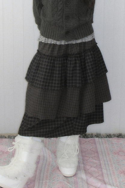 High-Waisted Plaid Cake Skirt
