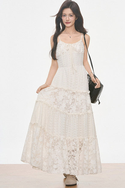 Brown Suede Jacket and Lace Dress Set-Up