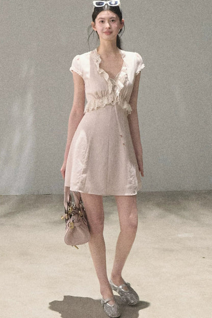 Lyocell Linen Lace Dress Set