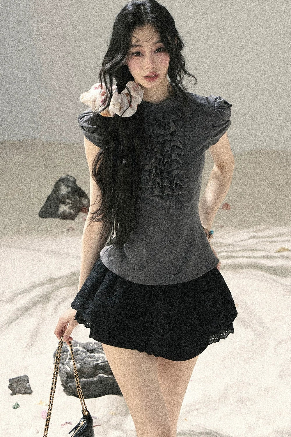 French Ruffle Puff Sleeve Top