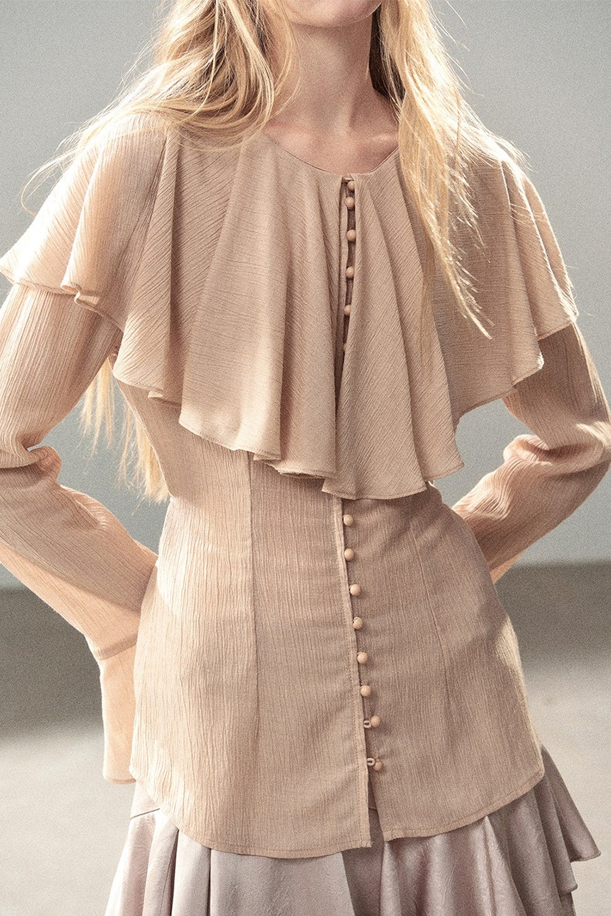 Ruffled Sheer Chiffon Top