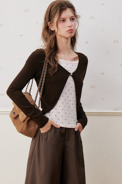 Rose Polka Dot Layered-Look Knit Top