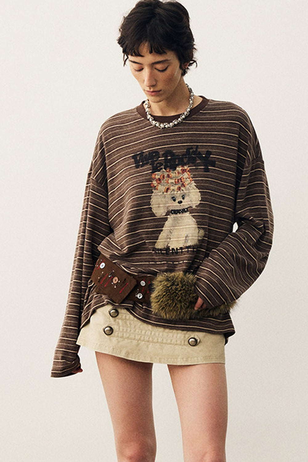 Striped Puppy Color-Blocked Sweater