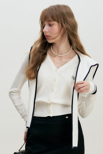 Sailor Collar Shawl Knit Sweater