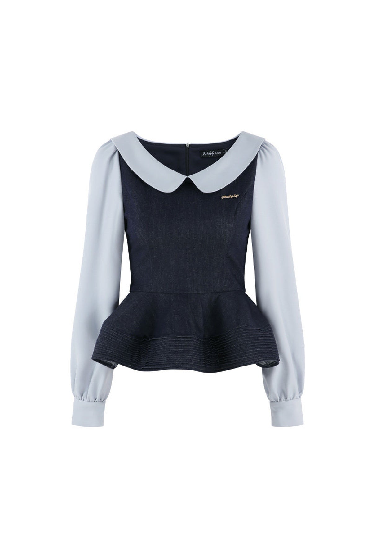 Doll Collar Shirt and Wide-Leg Pants Set-Up