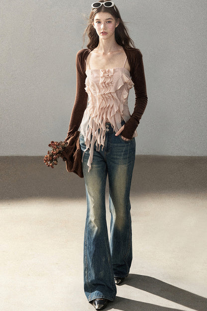 Long-Sleeved Shawl Chiffon Camisole