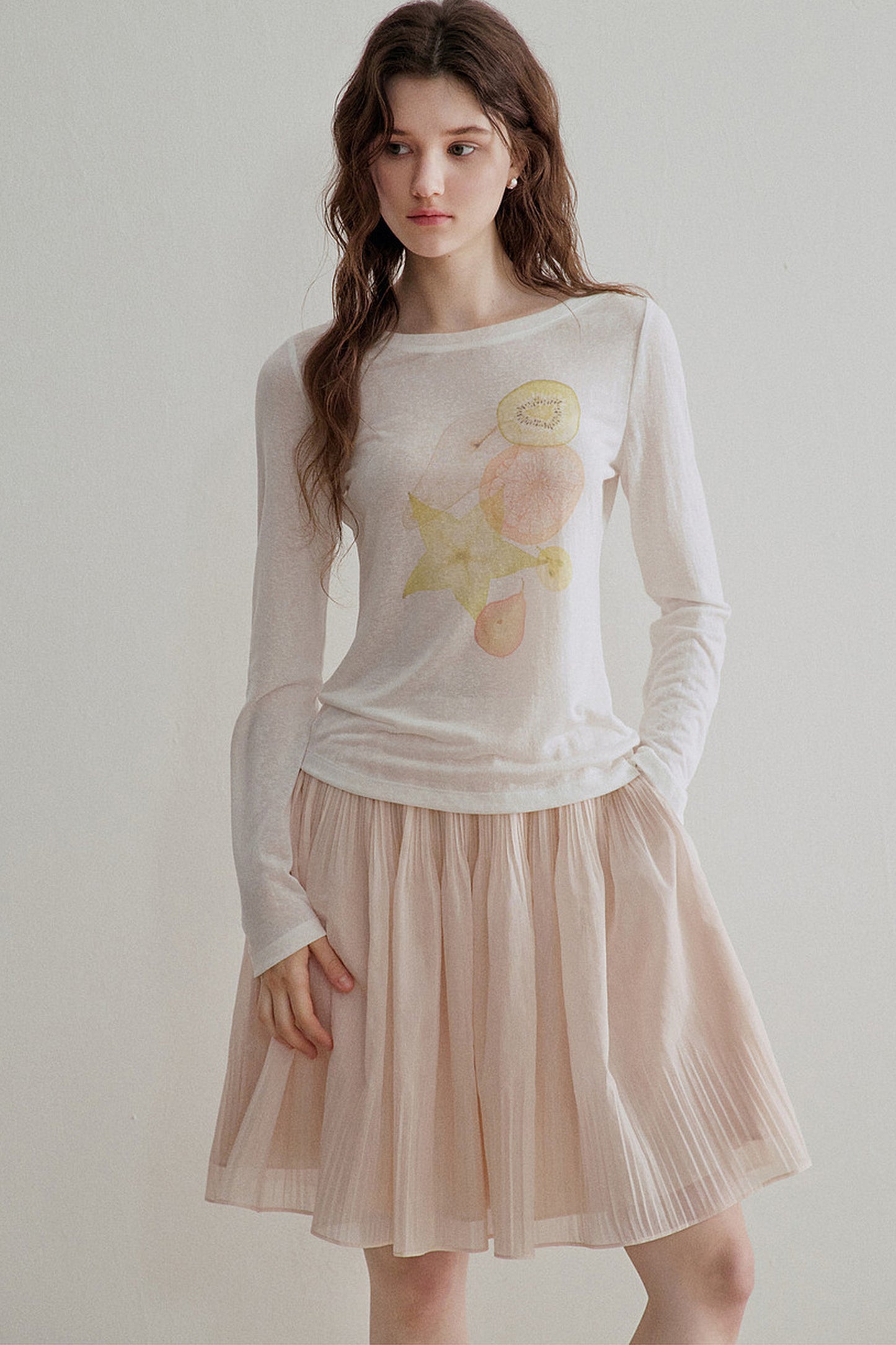 French Ruched A-Line Skirt