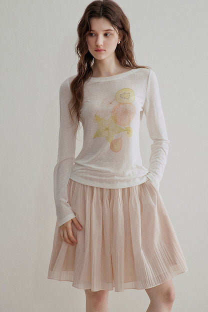 French Ruched A-Line Skirt