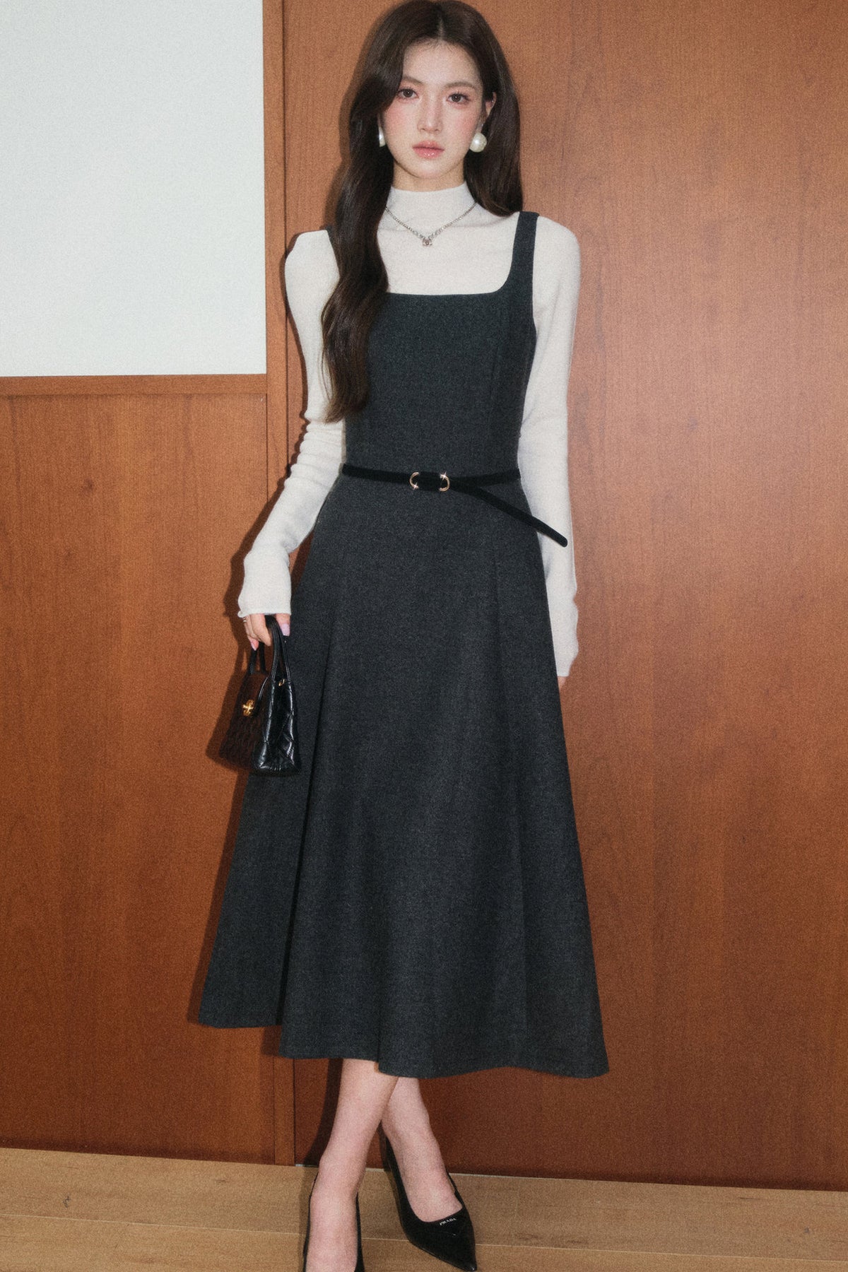 Gray Wool Dress and Small Jacket Set-Up