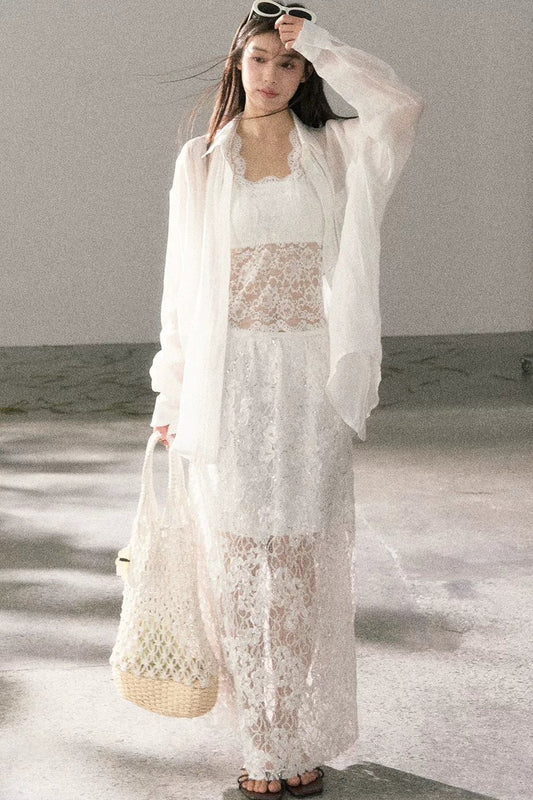 프렌치 로맨틱 레이스 스커트 세트업