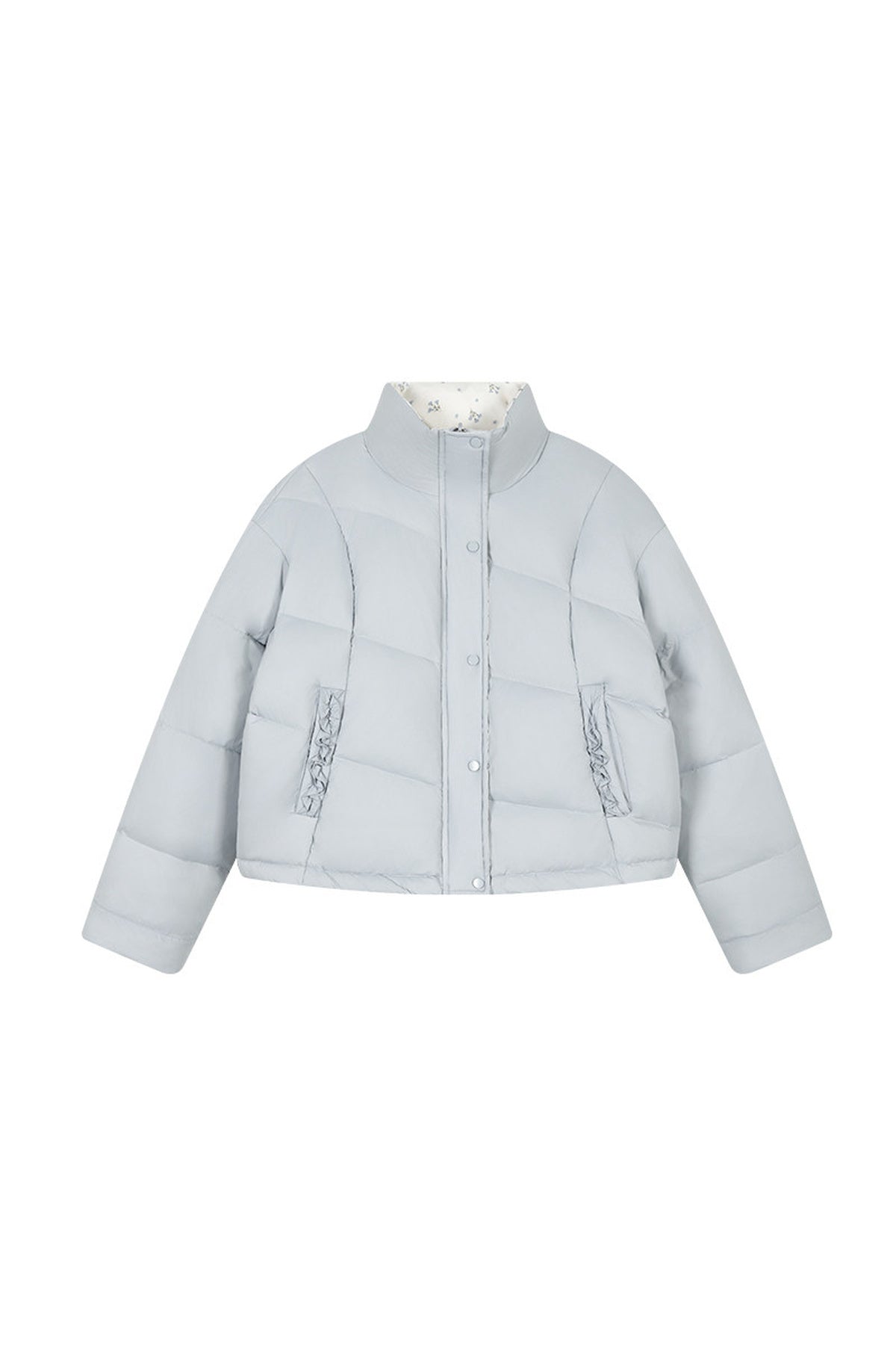 Reversible Floral Down Drawstring Jacket