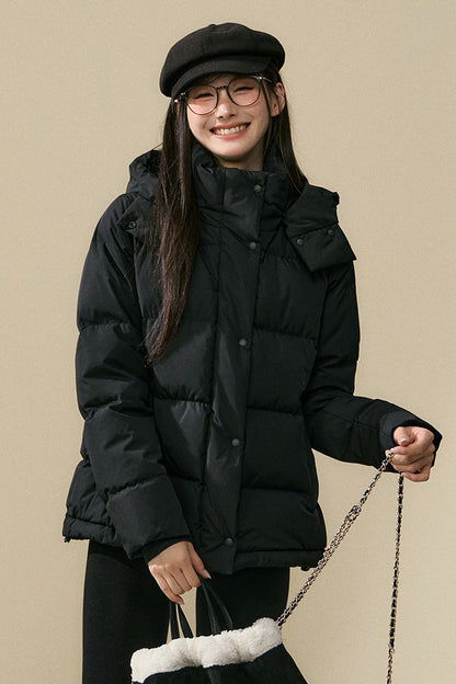 Loose Fit Hooded Duck Down Jacket