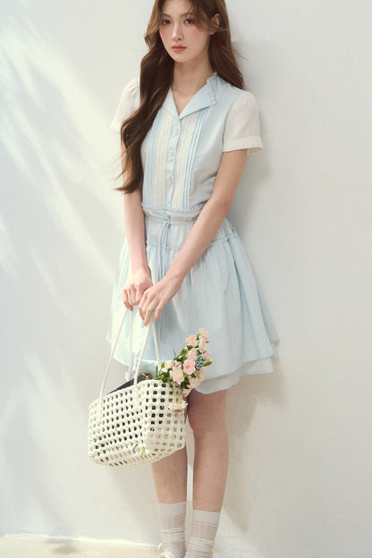 Sea Salt Blue Lyocell Shirt Dress