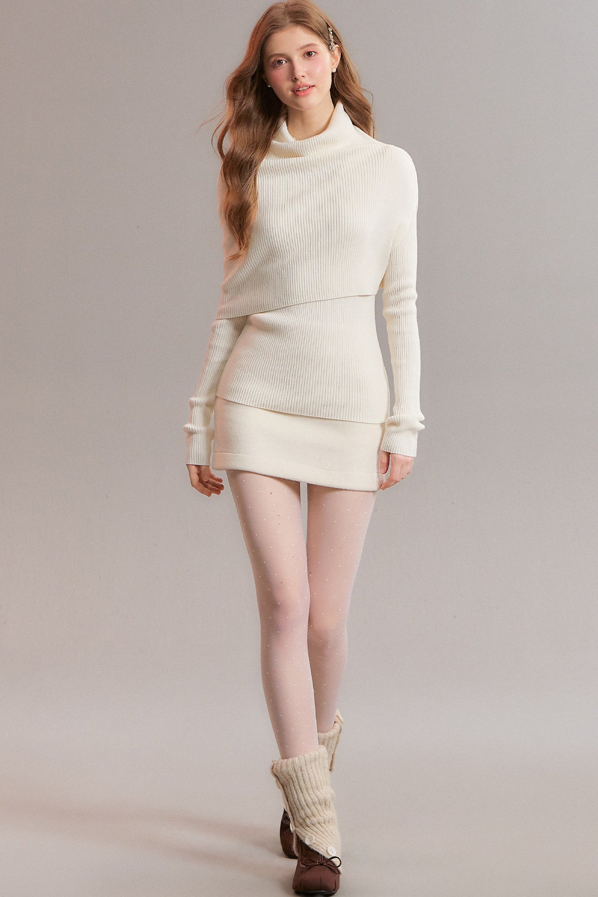 White Elegant Textured Sweater
