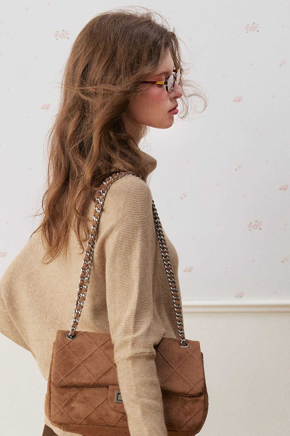 Batwing Sleeve Folded Neck Sweater