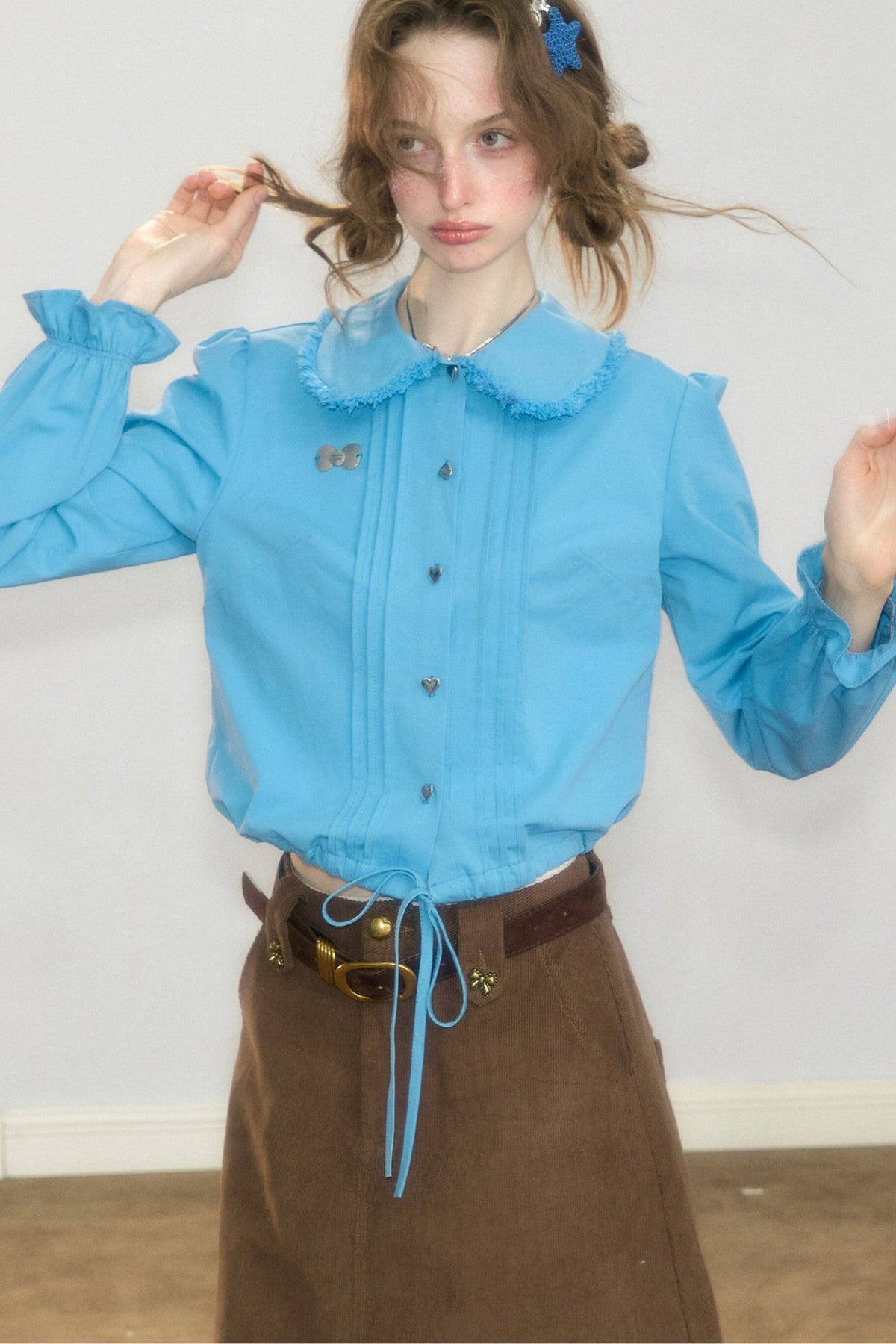 Tassel Doll Collar Short Shirt