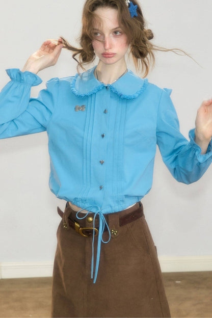 Tassel Doll Collar Short Shirt