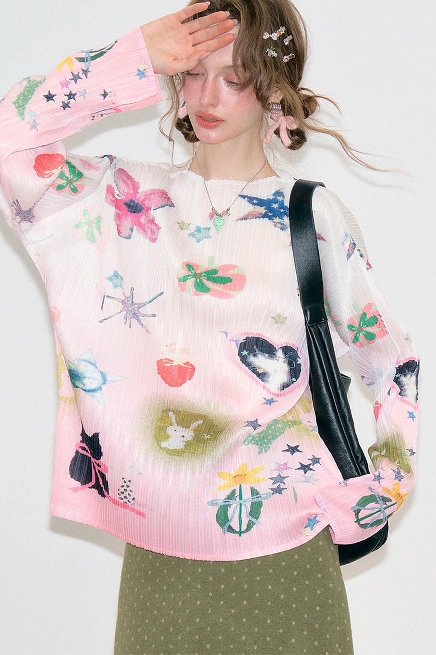 Pink Mist Pleated Blouse