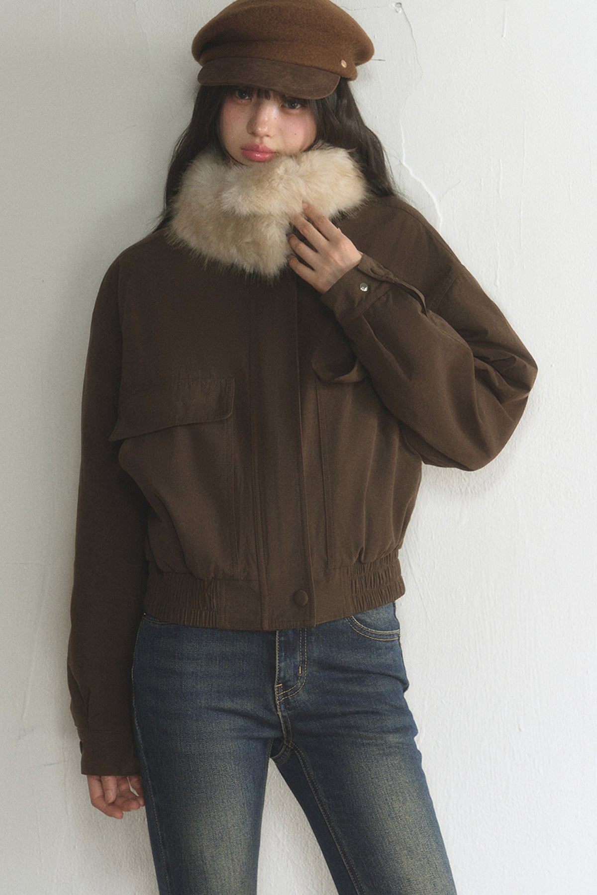 Loose Short Fur Collar Jacket