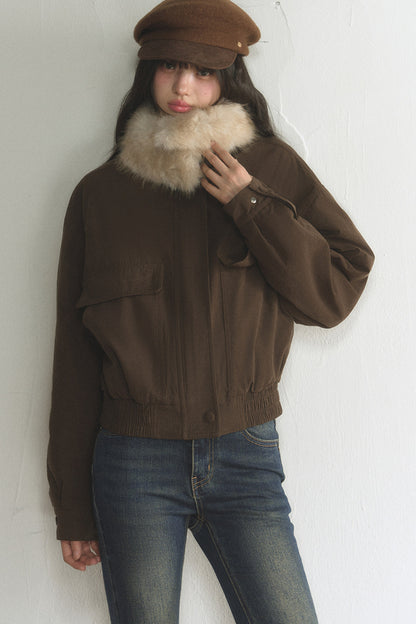 Loose Short Fur Collar Jacket