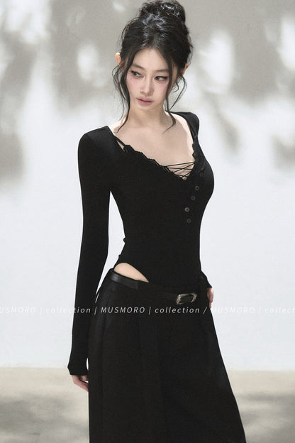 Lace Cross-Back Bodysuit
