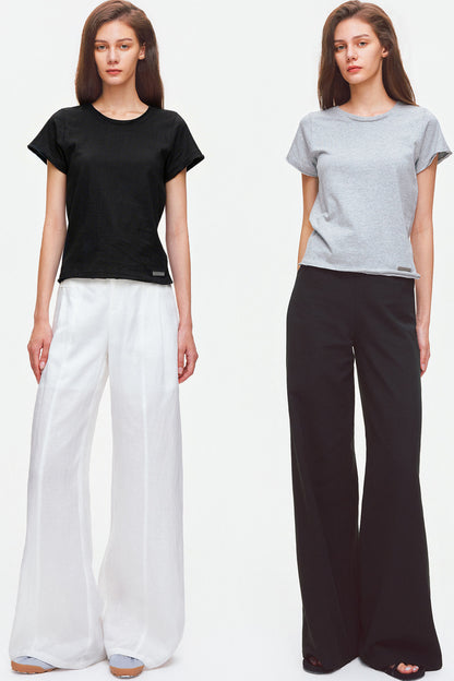 Rolled Hem Cotton T-Shirt
