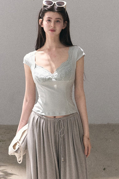 Mint Green Lace Slim Top