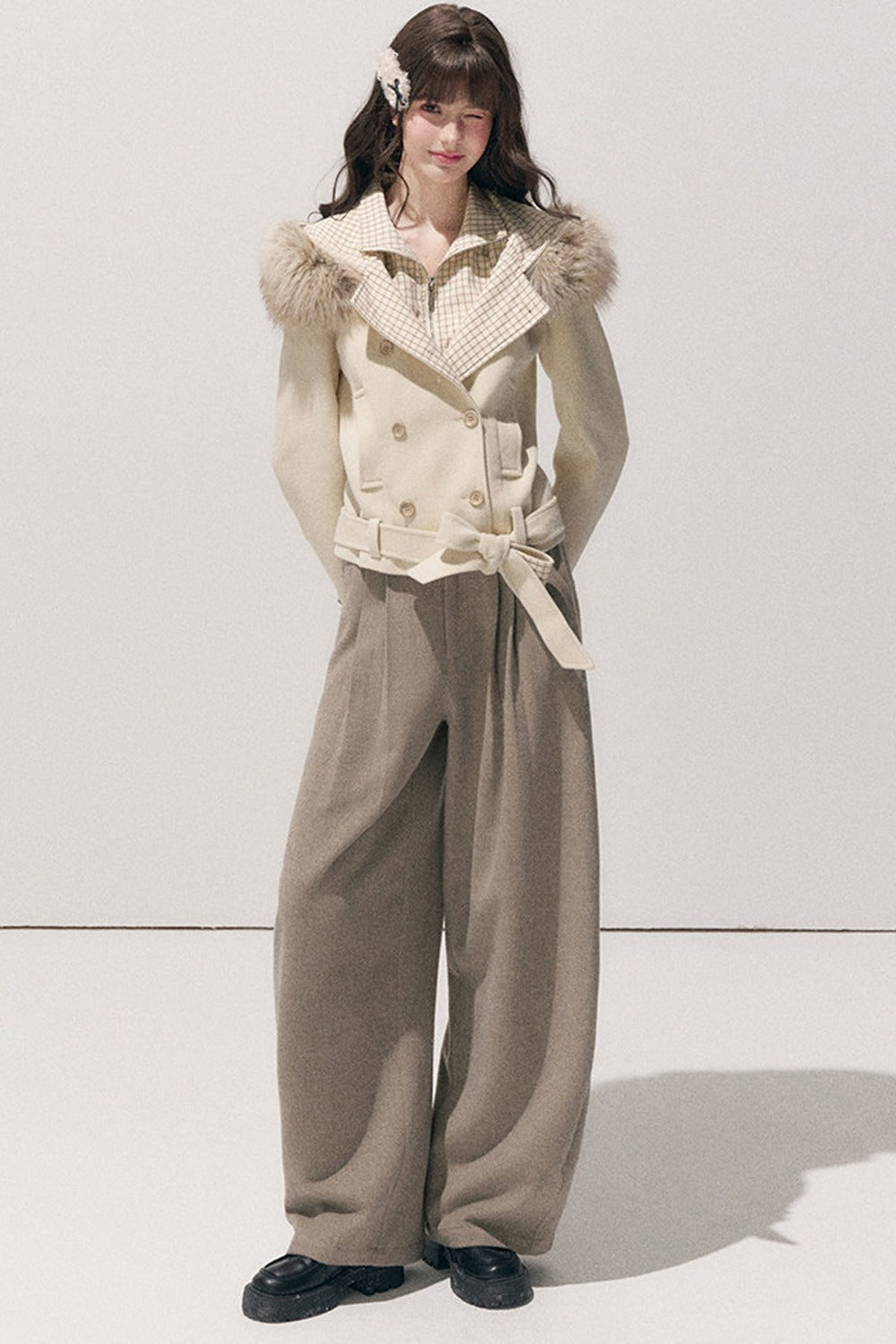 High-Waisted Petite Wide-Leg Pants