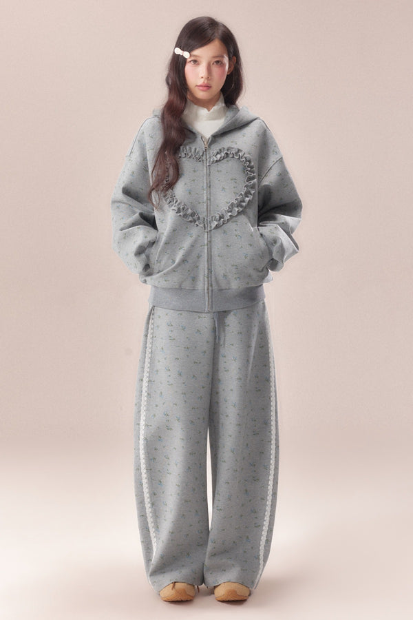 Floral Heart Hoodie and Scimitar Pants Set-Up