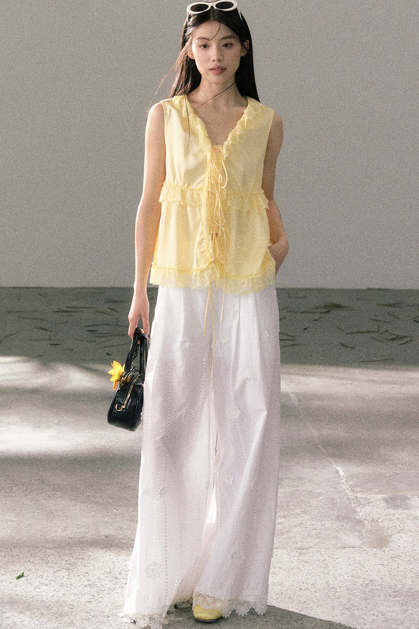French Lace Ruffled Vest