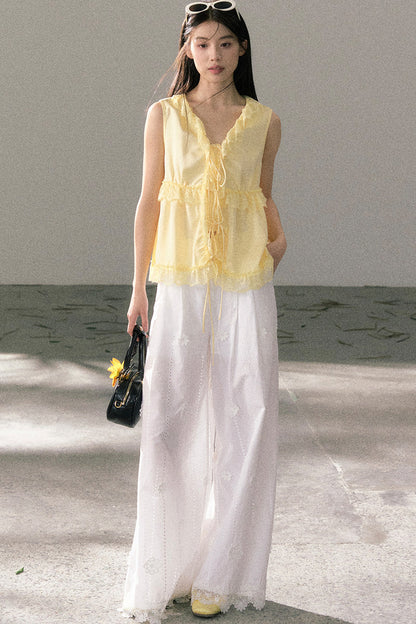 French Lace Ruffled Vest