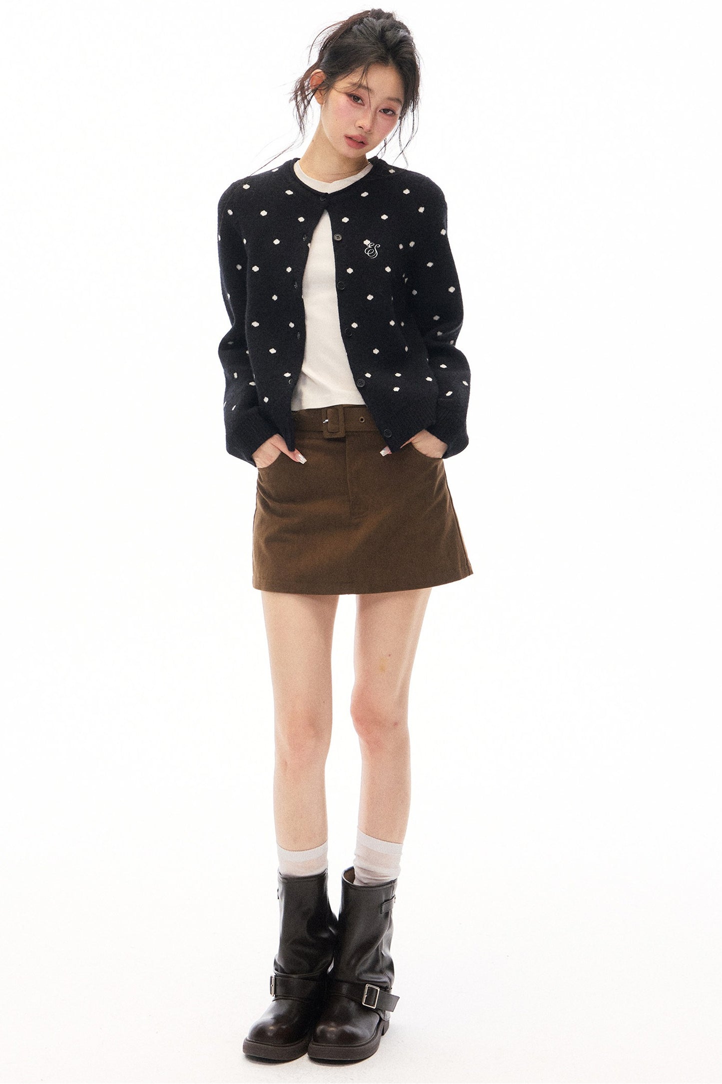Polka Dot Knit Cardigan