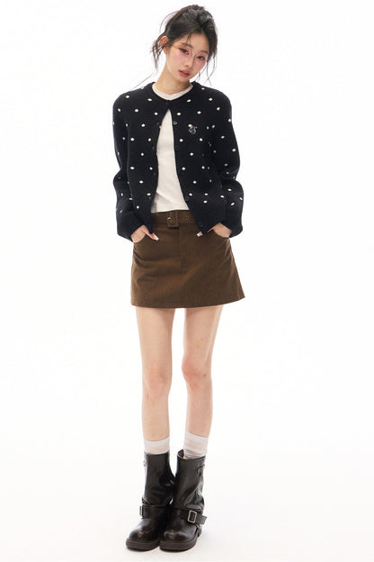 Polka Dot Knit Cardigan