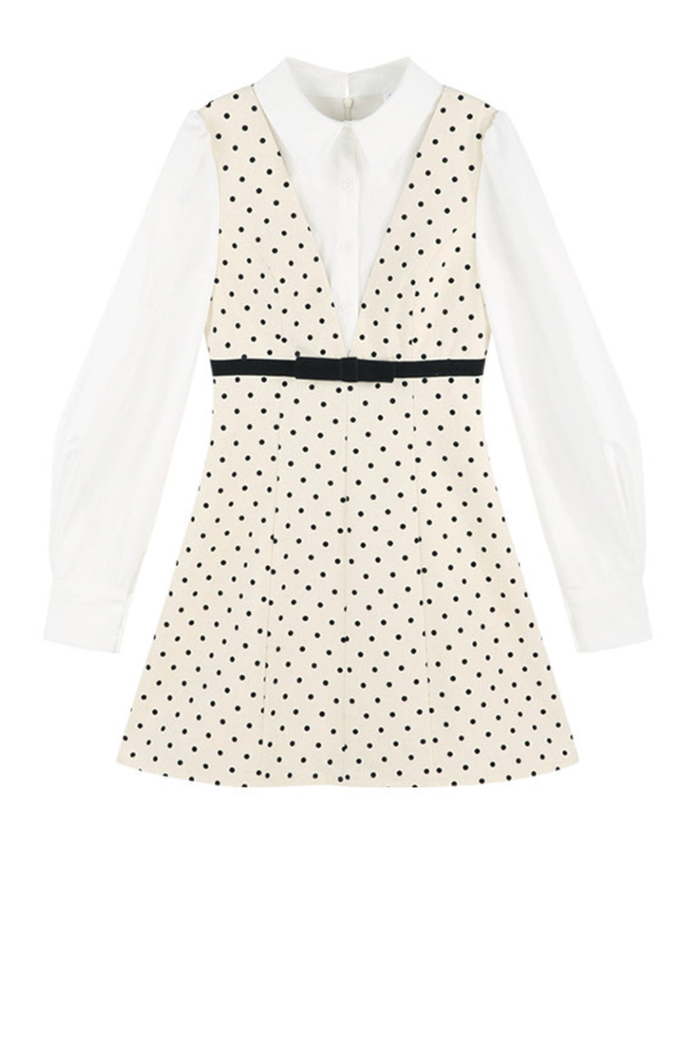 Polka Dot Shirt Collar A-Line Dress