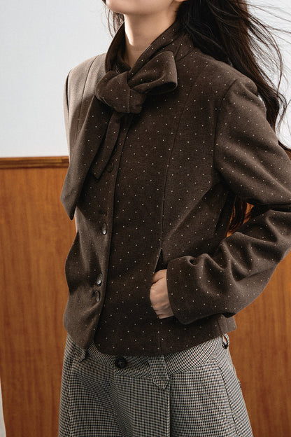 Integrated Bow Tie Polka Dot Jacket