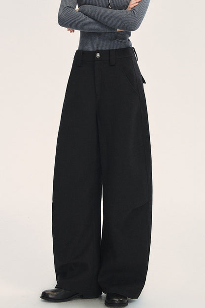Black High-Waisted Woolen Pants