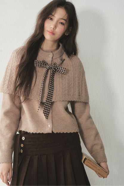 Retro Capelet And Knit Sweater Set