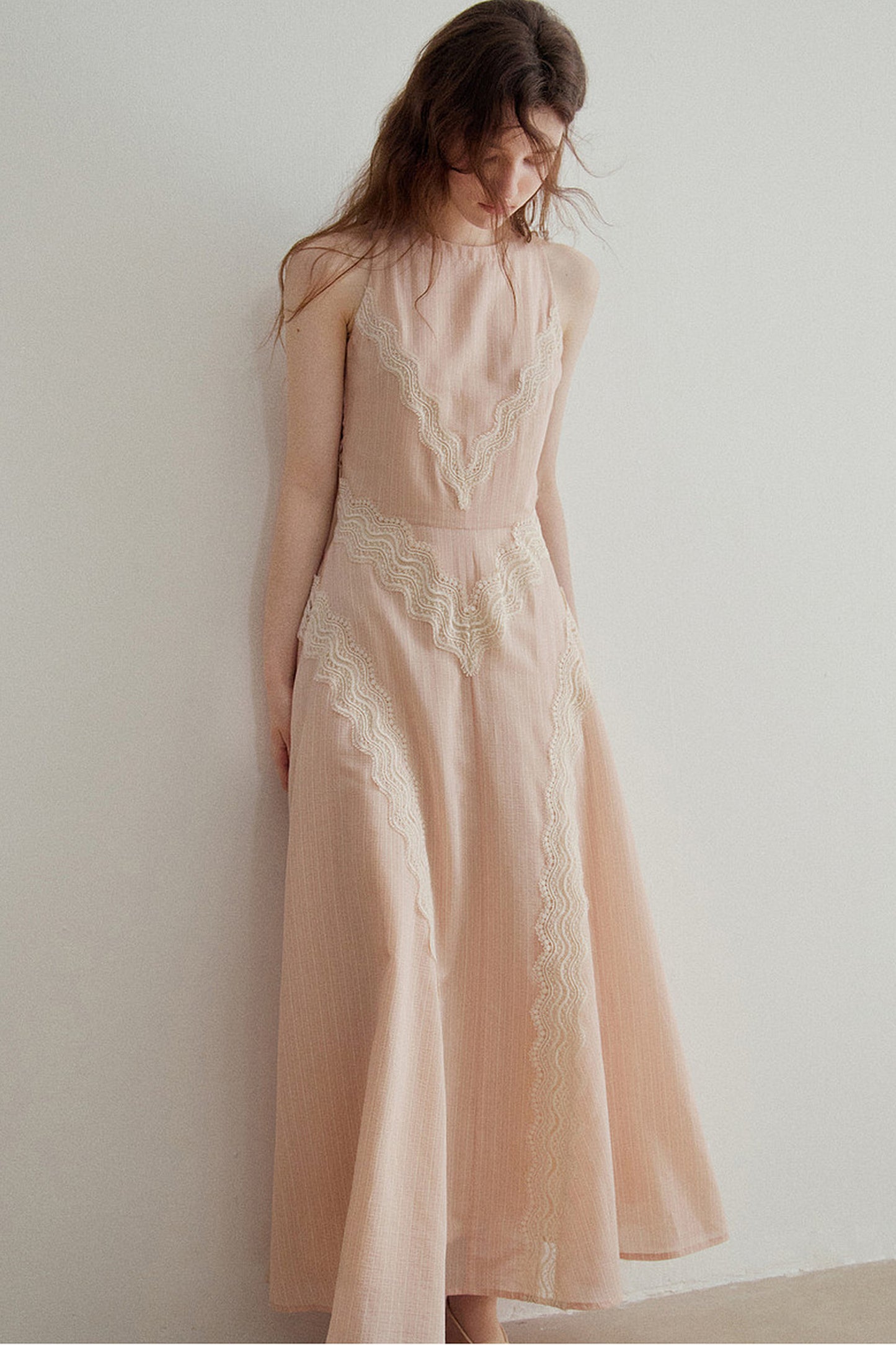 Elegant Lace Halter Dress