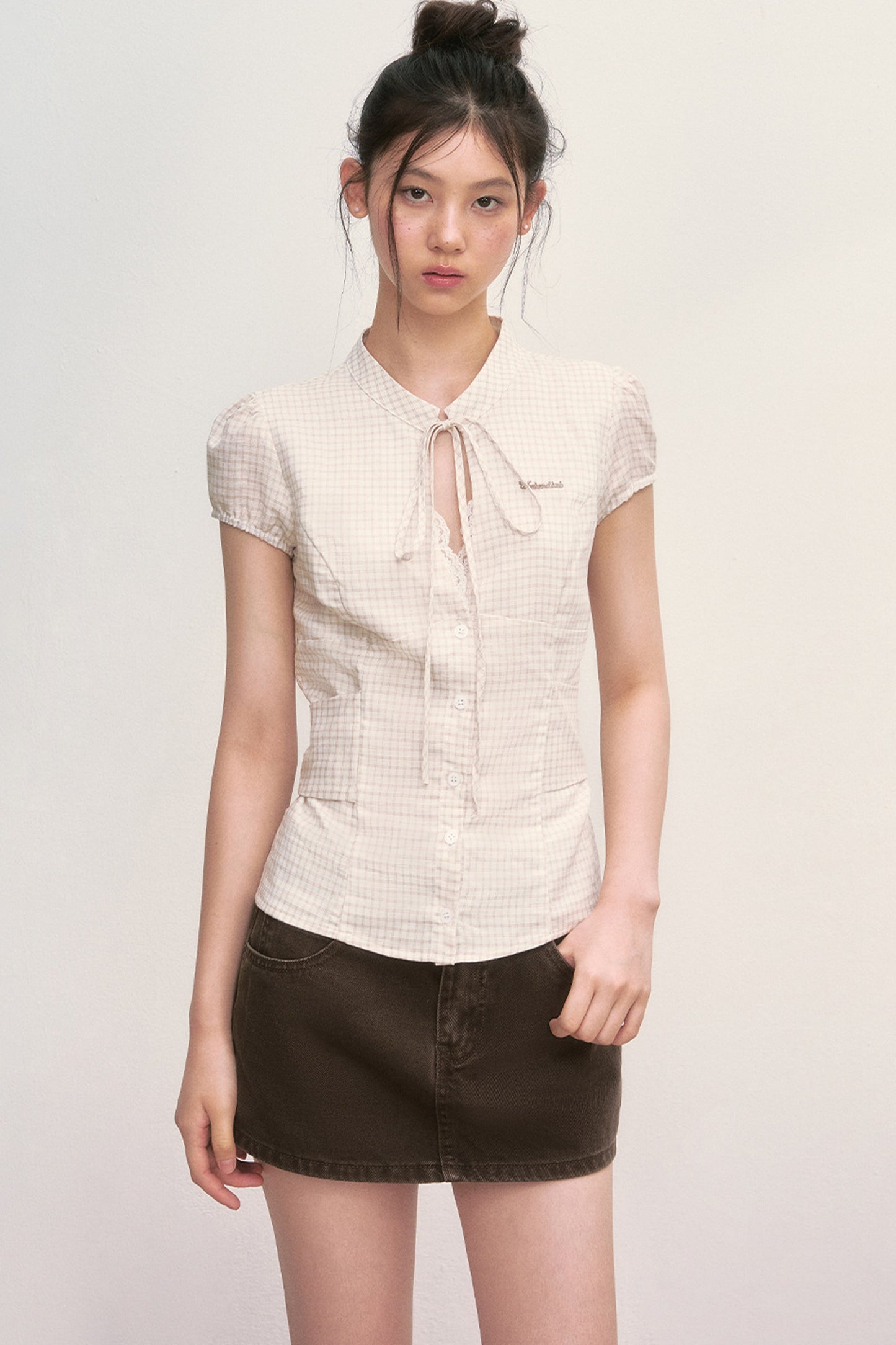 Preppy Puff-Sleeve Blouse
