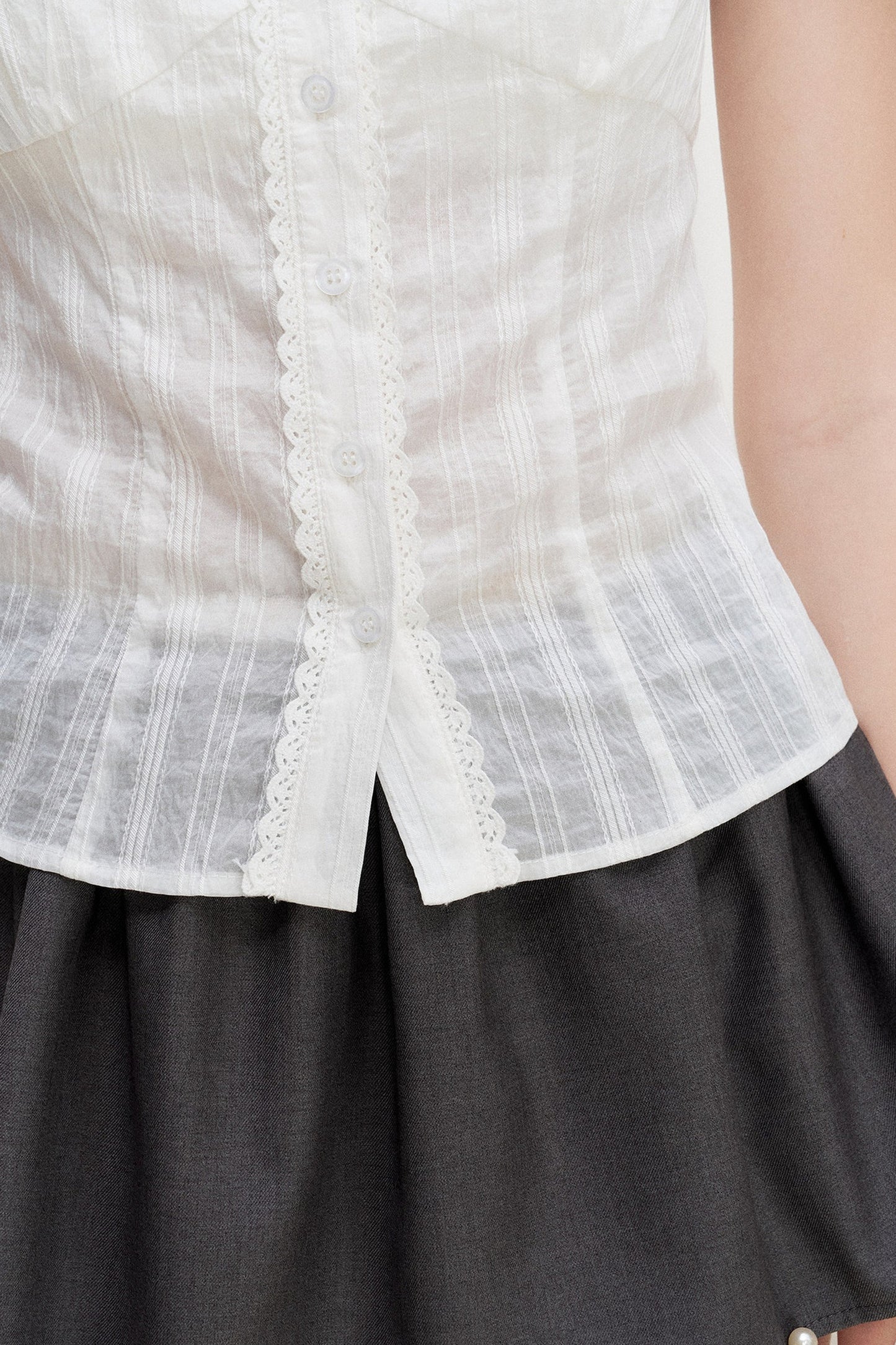 Transparente Lyocell-Bluse mit Spitze