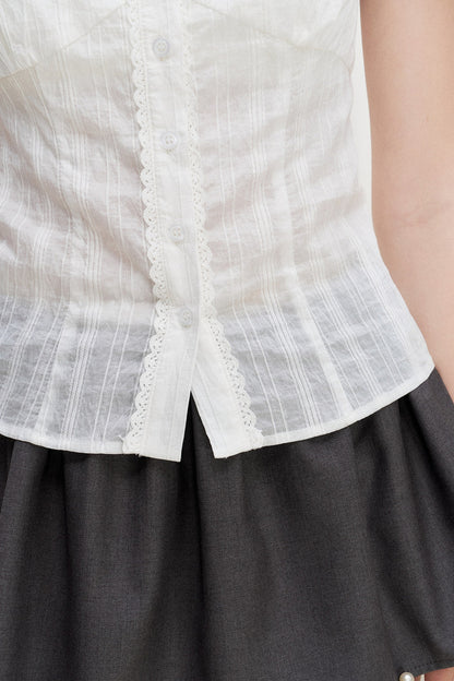 Transparente Lyocell-Bluse mit Spitze