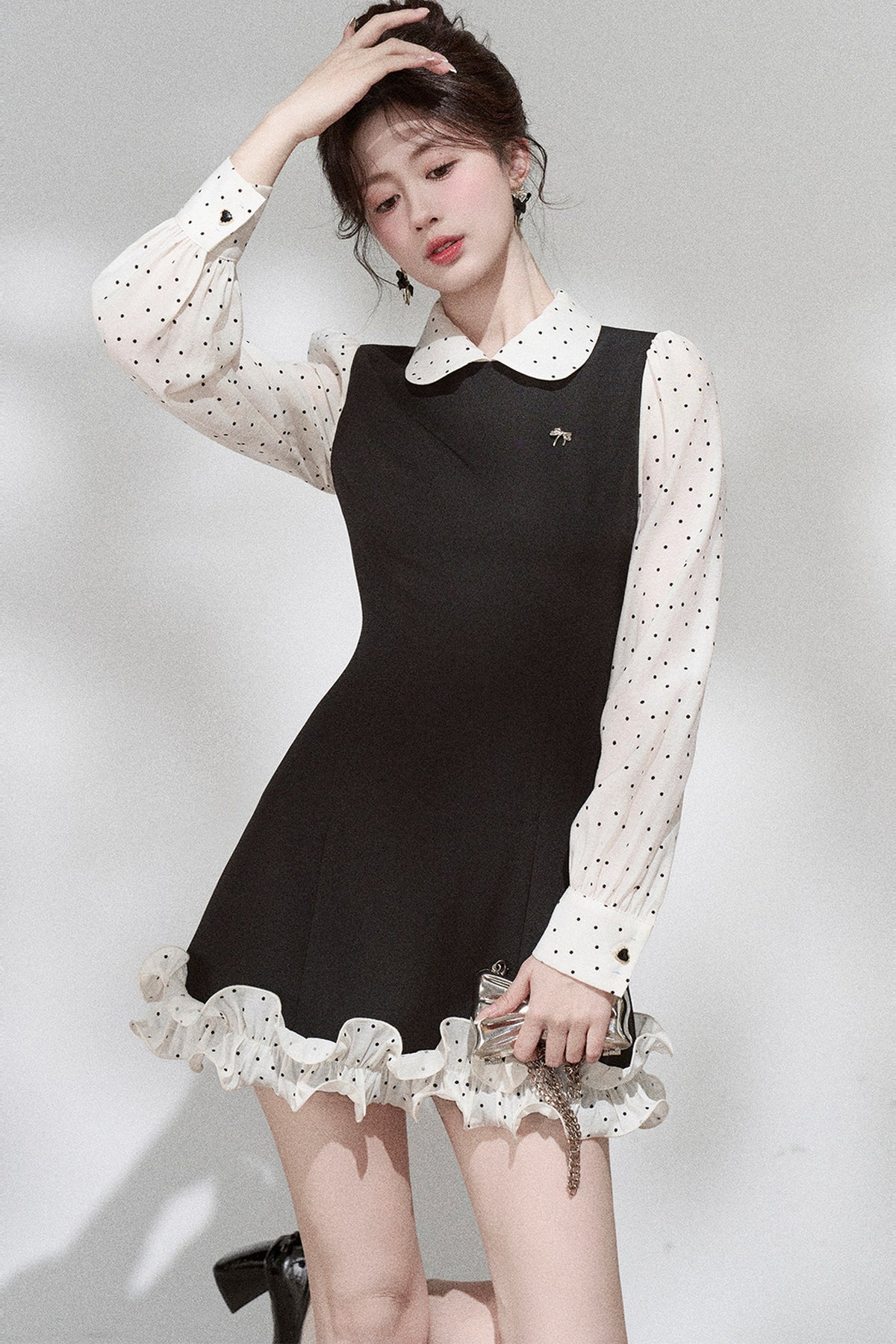 Doll Collar Layered-Look Dress