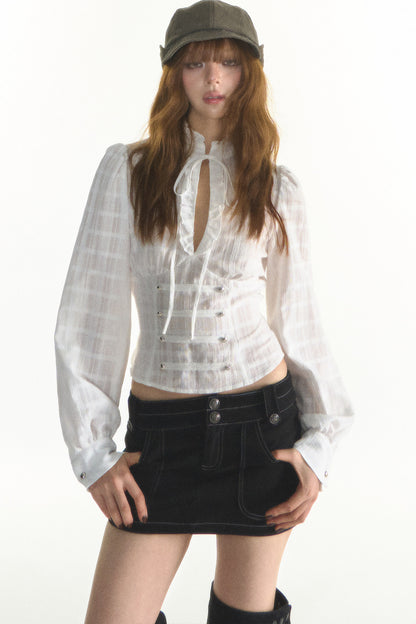 White Palace-Style Lace-Up Shirt